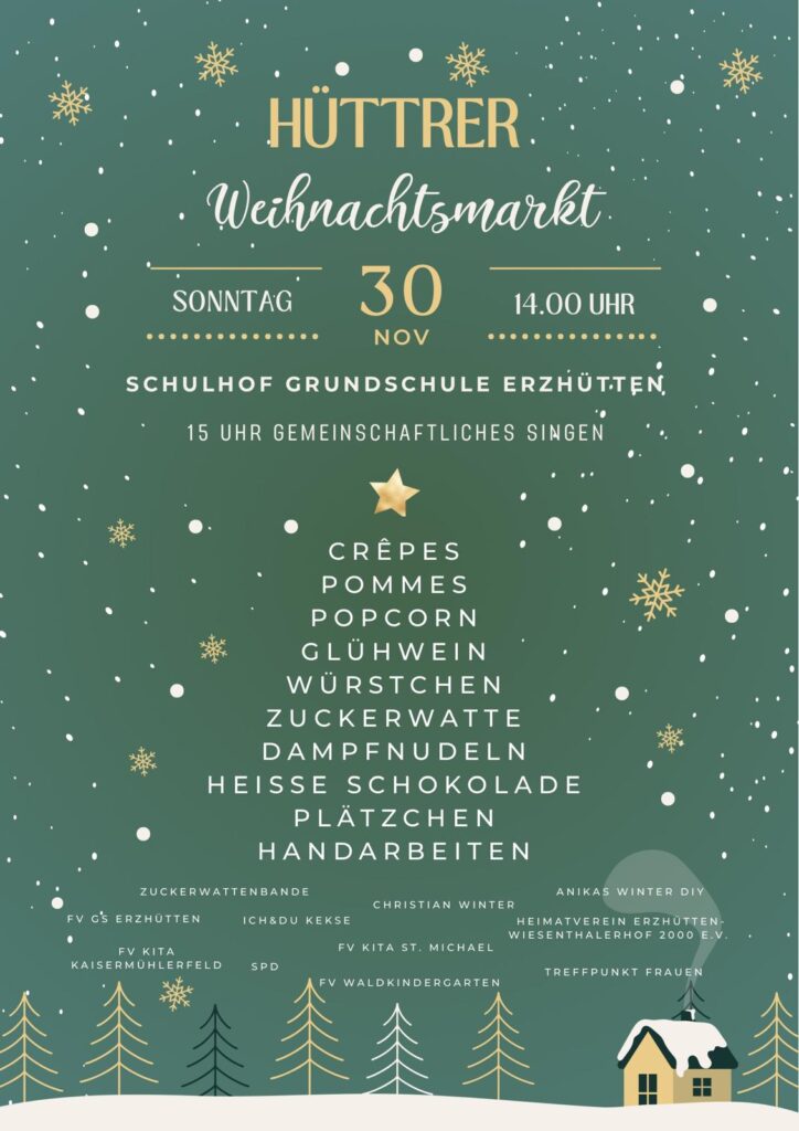 Veranstaltungsplakat Weihnachtsmarkt Erzhütten 2025